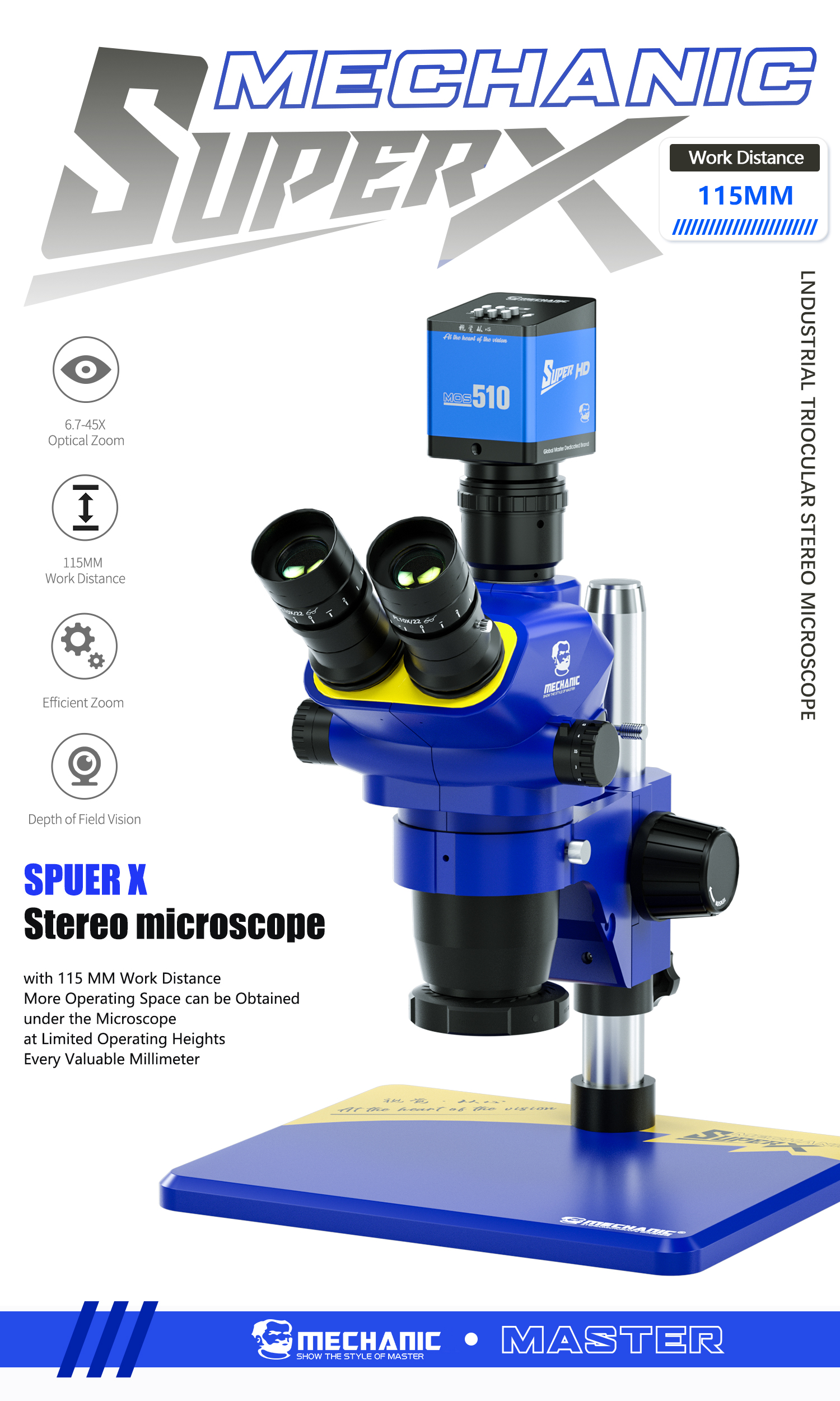 MECHANIC Trinocular Stereo Microscope